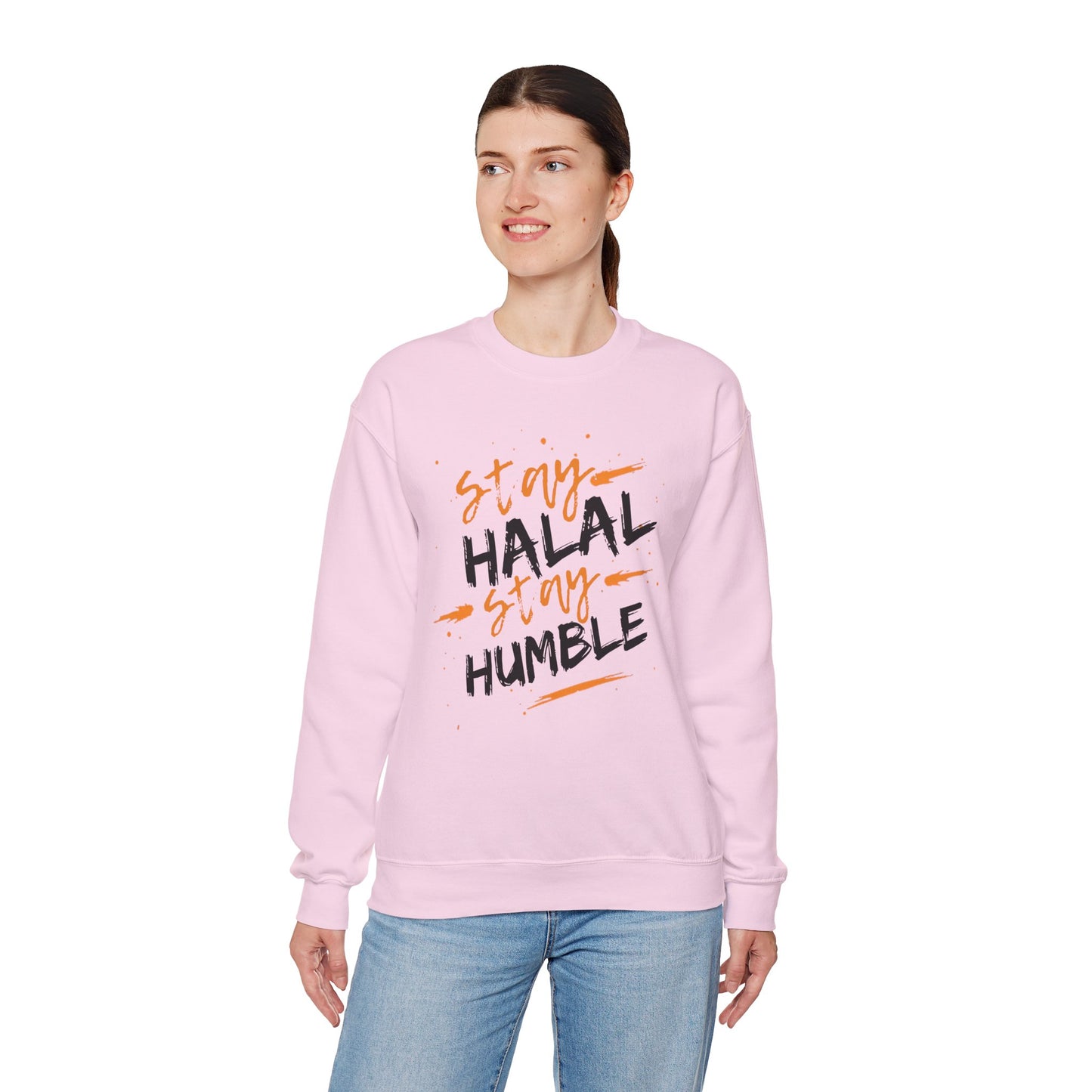 Stay Halal Stay Humble Typographic Sweatshirt - Cozy Soft Cotton Unisex Statement Sweatshirt