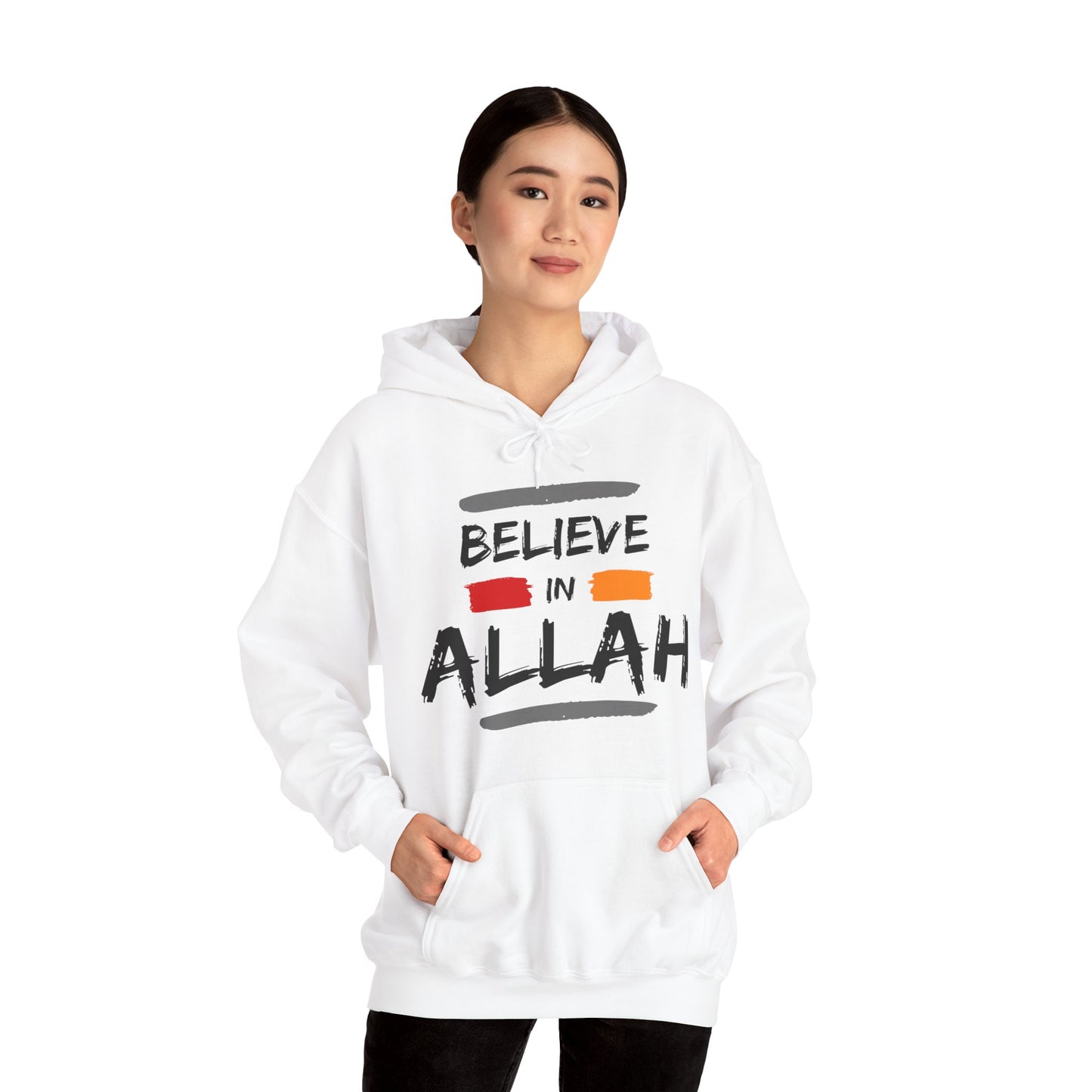 Believe in Allah Typographic Hoodie - Cozy Soft Cotton Unisex Statement Hoodie