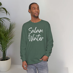 Salam Winter Typographic Long Sleeve Tee T-Shirt - Cozy Soft Cotton Unisex Minimalist Graphic Long Sleeve Tee