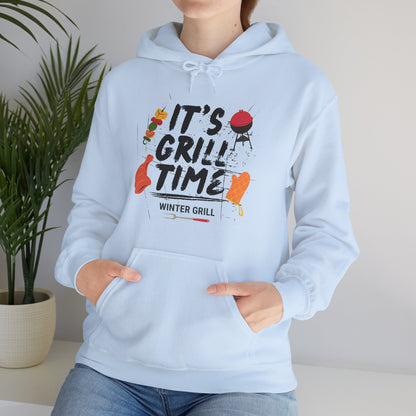 Winter Grill Typography Hoodie - Cozy Soft Cotton Unisex BBQ Graphic Hoodie