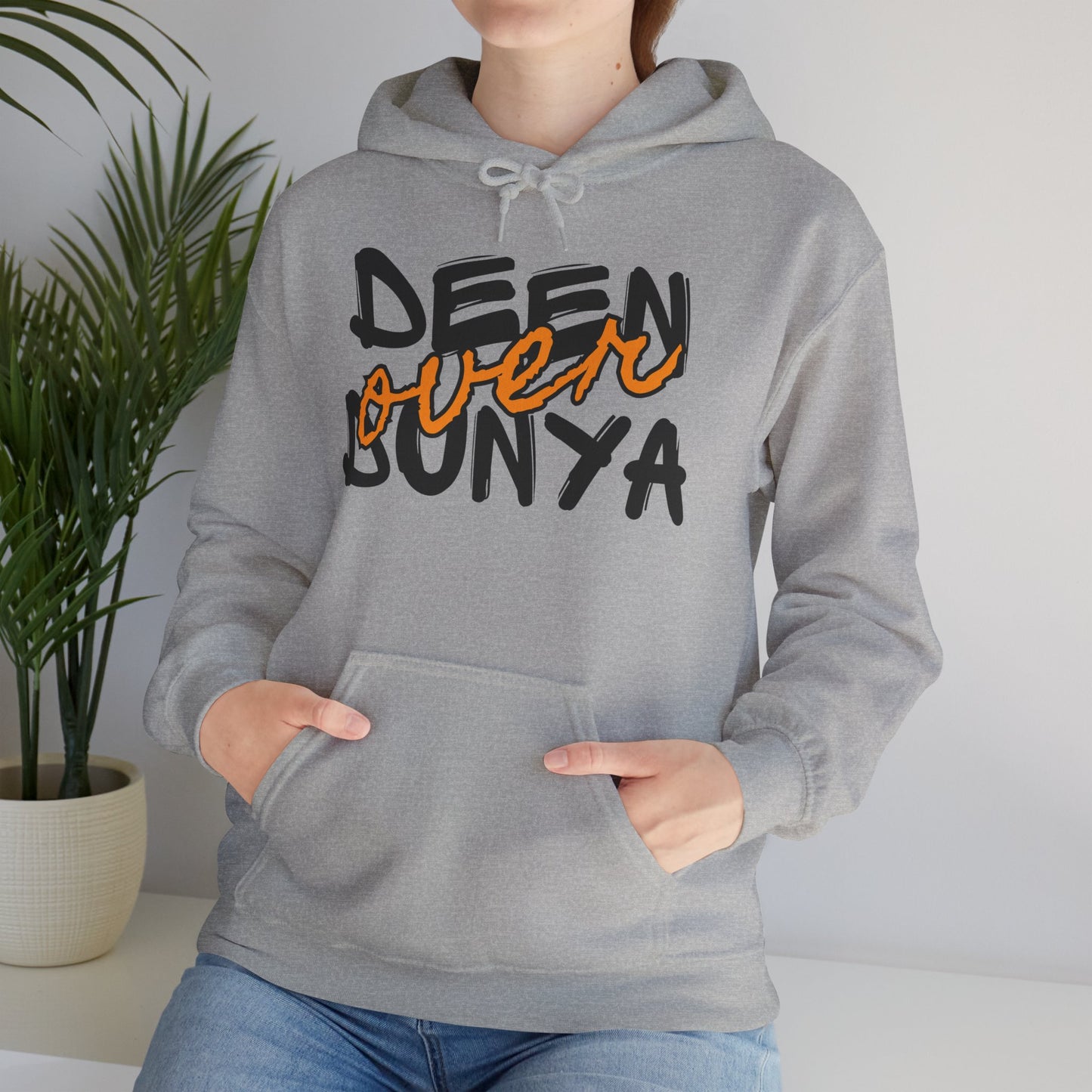 Deen Over Dunya Typographic Hoodie - Cozy Soft Cotton Unisex Statement Hoodie