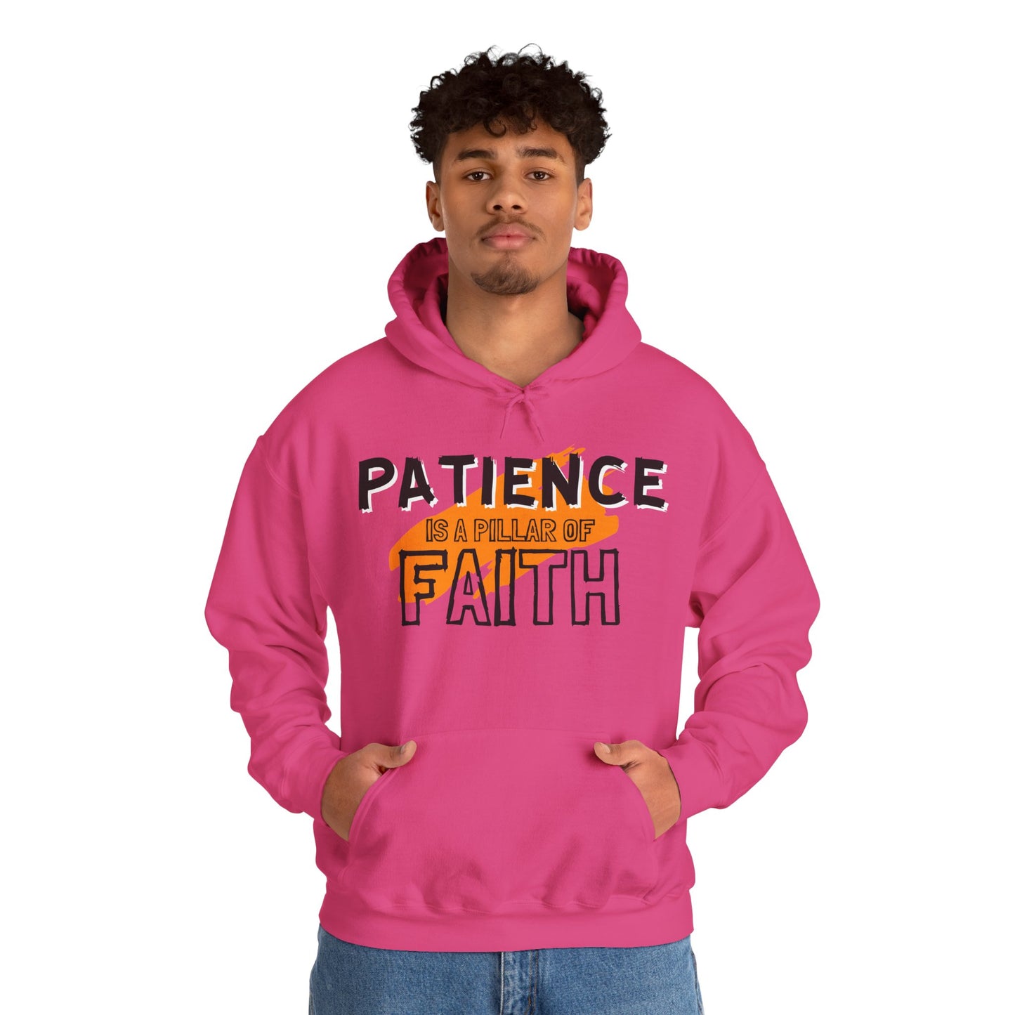 Patience is a Pillar of Faith Typographic Hoodie - Cozy Soft Cotton Unisex Statement Hoodie