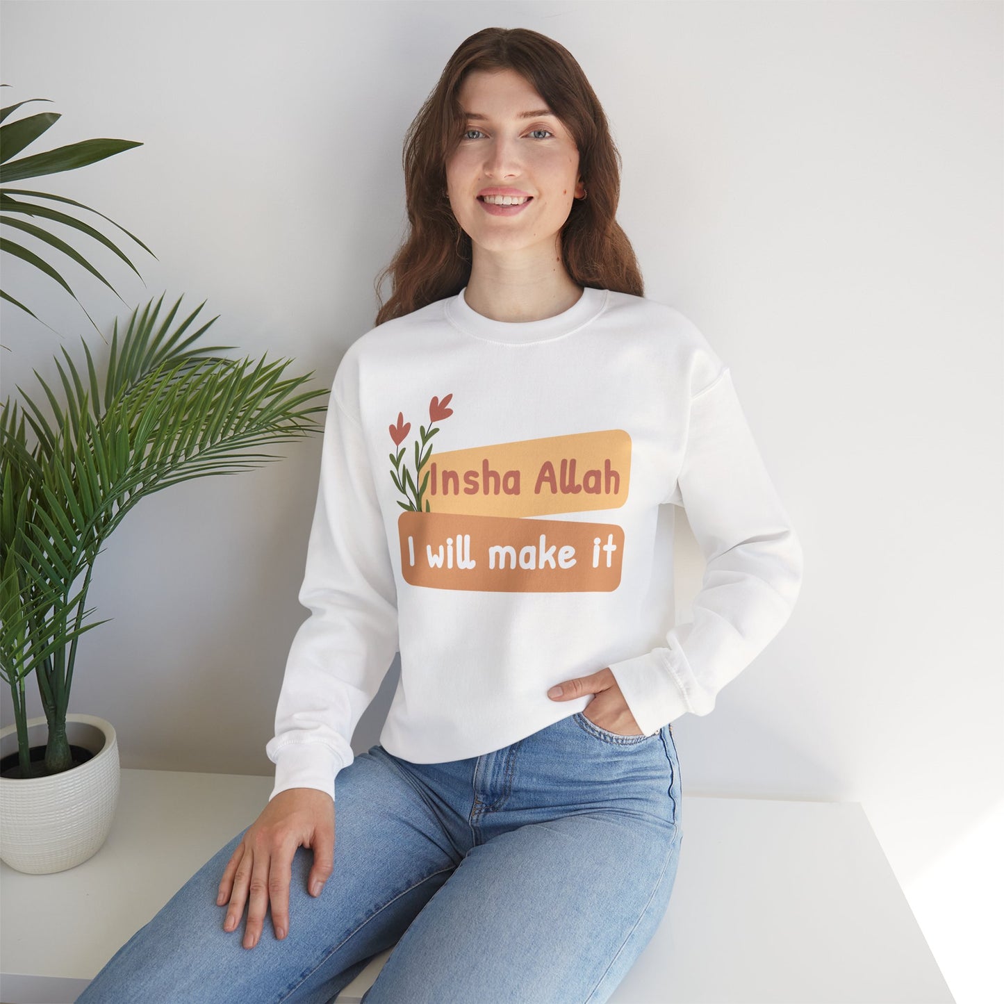 Inshallah I Will Make It Typographic Sweatshirt - Cozy Soft Cotton Unisex Sweatshirt