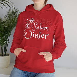 Salam Winter Typographic Hoodie - Cozy Soft Cotton Unisex Snowflake Graphic Hoodie