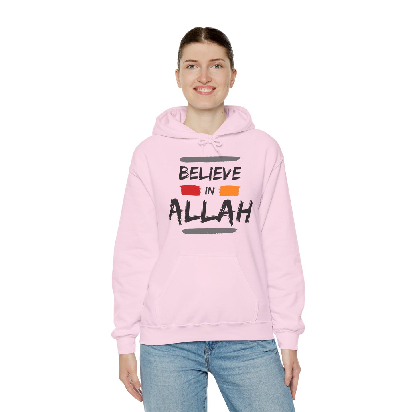 Believe in Allah Typographic Hoodie - Cozy Soft Cotton Unisex Statement Hoodie