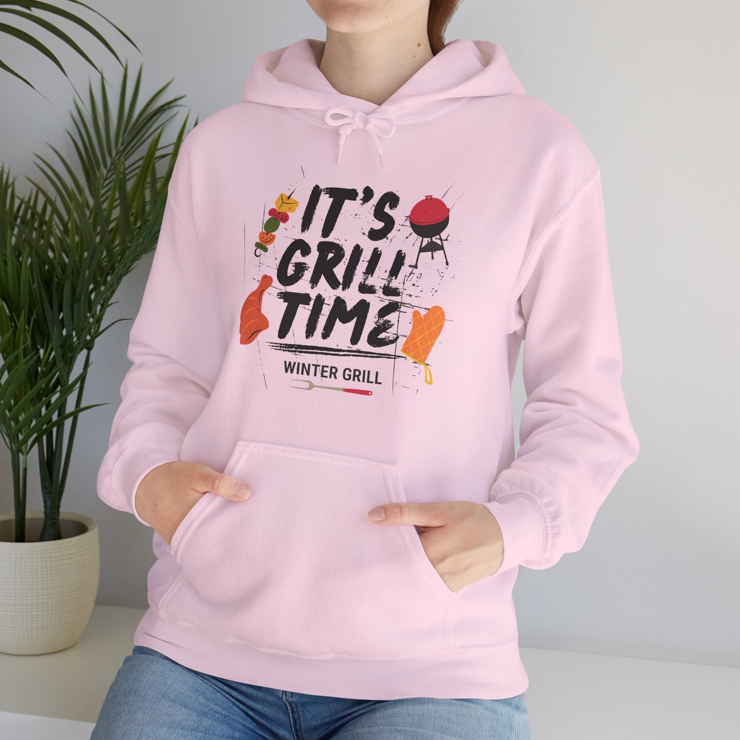 Winter Grill Typography Hoodie - Cozy Soft Cotton Unisex BBQ Graphic Hoodie