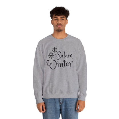 Salam Winter Typographic Sweatshirt - Cozy Soft Cotton Unisex Snowflake Graphic Sweatshirt