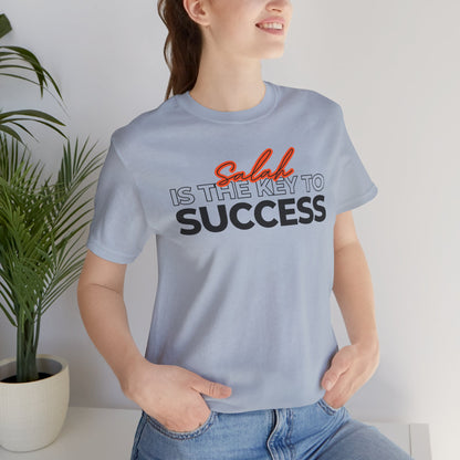 Salah is the Key to Success Typographic Tee T-Shirt - Cozy Soft Cotton Unisex Statement Tee