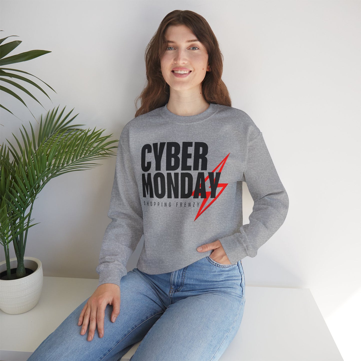 Cyber Monday Shopping Frenzy Sweatshirt - Lightning Graphic Crewneck