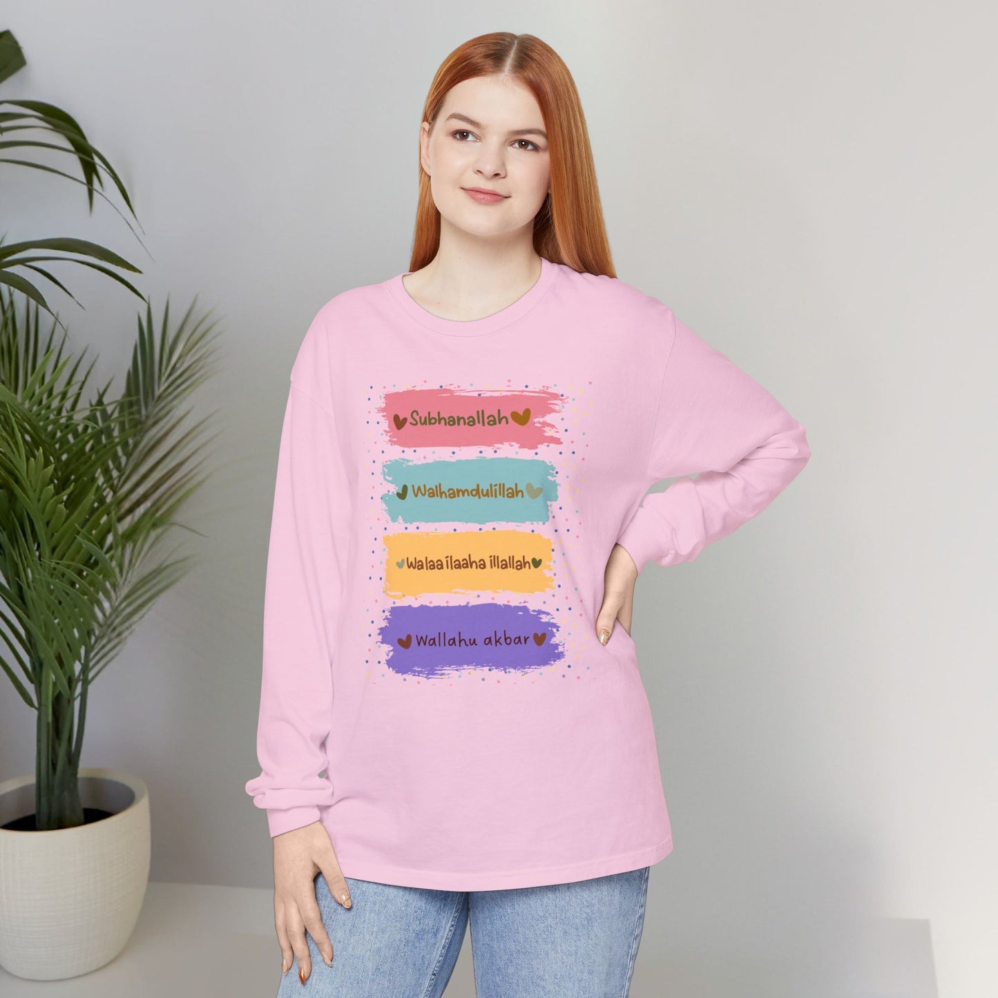 Zikr Dhikr Typographic Long Sleeve Tee T-Shirt - Colorful Cozy Soft Cotton Unisex Long Sleeve Tee