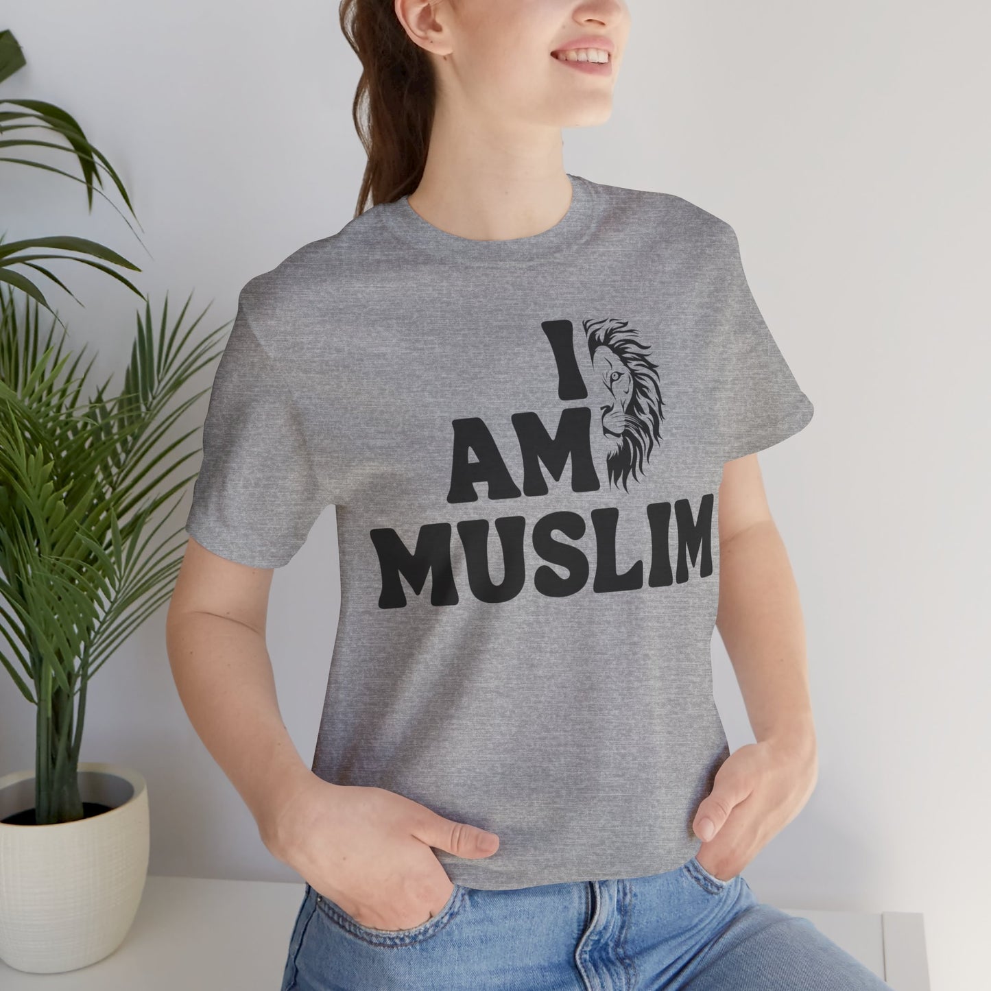 I Am Muslim Typographic Tee T-Shirt - Lion Cozy Soft Cotton Unisex Tee