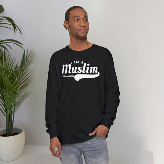I Am A Muslim Typographic Long Sleeve Tee T-Shirt - Cozy Soft Cotton Unisex Statement Long Sleeve Tee