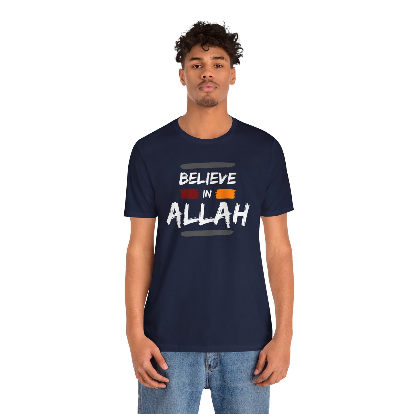 Believe in Allah Typographic Tee T-Shirt - Cozy Soft Cotton Unisex Statement Tee