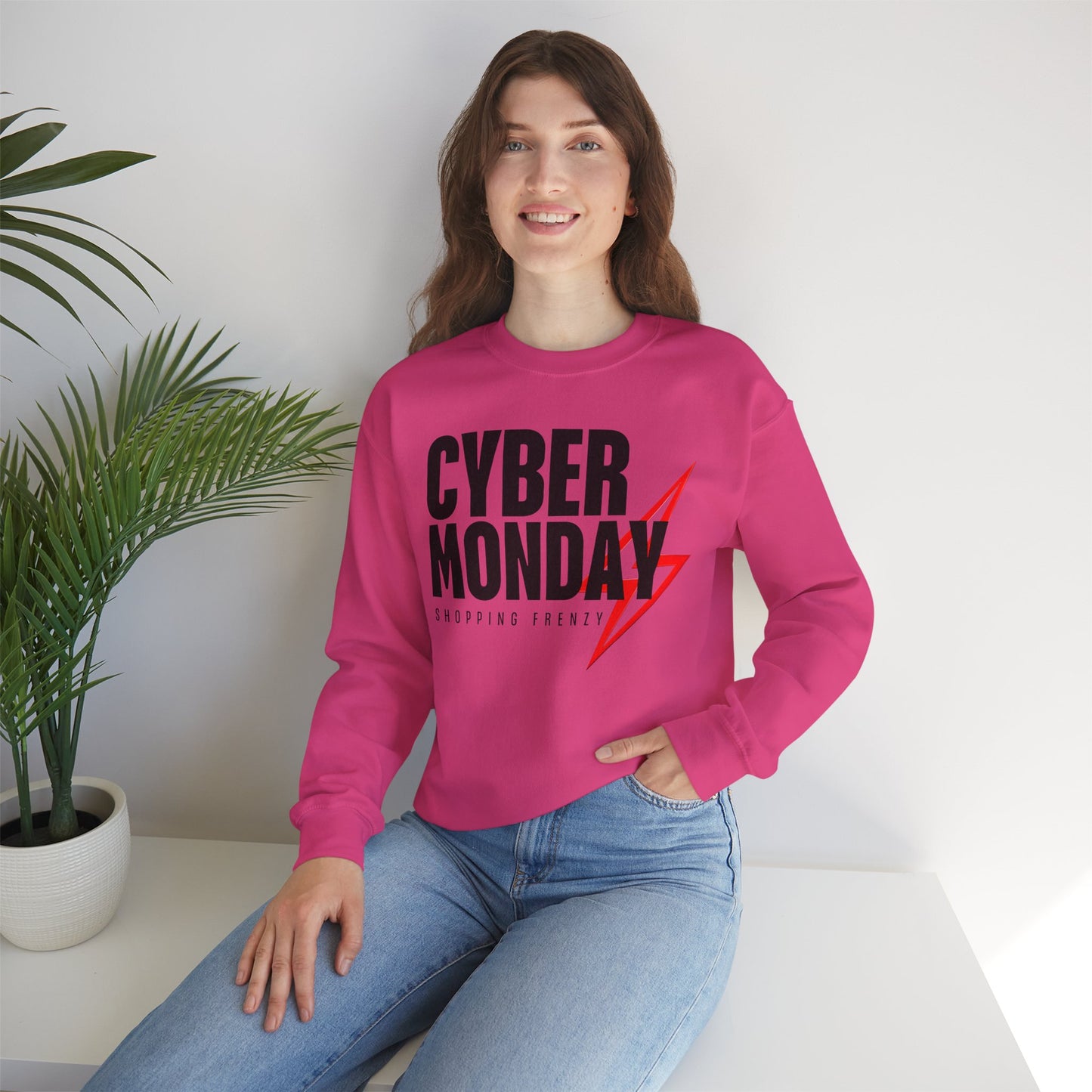 Cyber Monday Shopping Frenzy Sweatshirt - Lightning Graphic Crewneck
