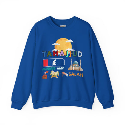 Tahajjud Recharge Iman Graphic Sweatshirt - Tahajjud Recharge Iman Typography Islamic Unisex Sweatshirt