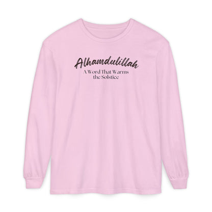 Alhamdulillah A Word That Warms the Solstice Graphic Long-Sleeve T-Shirt - Alhamdulillah Typography Islamic Unisex Tee