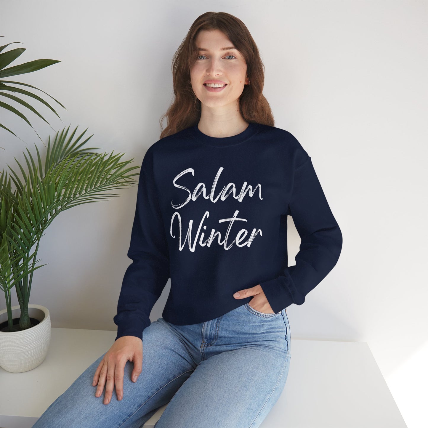 Salam Winter Typographic Sweatshirt - Cozy Soft Cotton Unisex Minimalist Graphic Sweatshirt