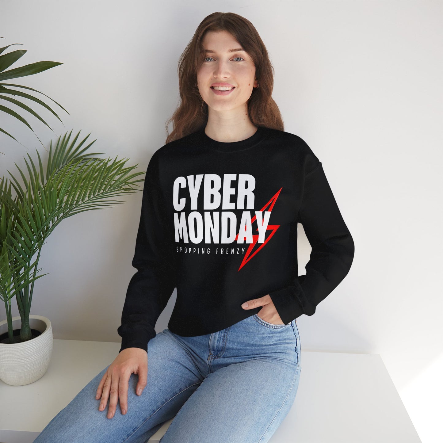 Cyber Monday Shopping Frenzy Sweatshirt - Lightning Graphic Crewneck