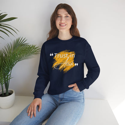 Trust in Allah Graphic Tee Sweatshirt - Trust in Allah Typography Islamic Unisex Sweatshirt