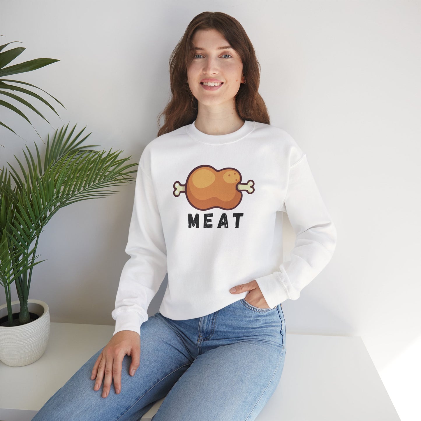 Cartoon MEAT Graphic Sweatshirt - Cozy Soft Cotton Unisex Graphic Sweatshirt