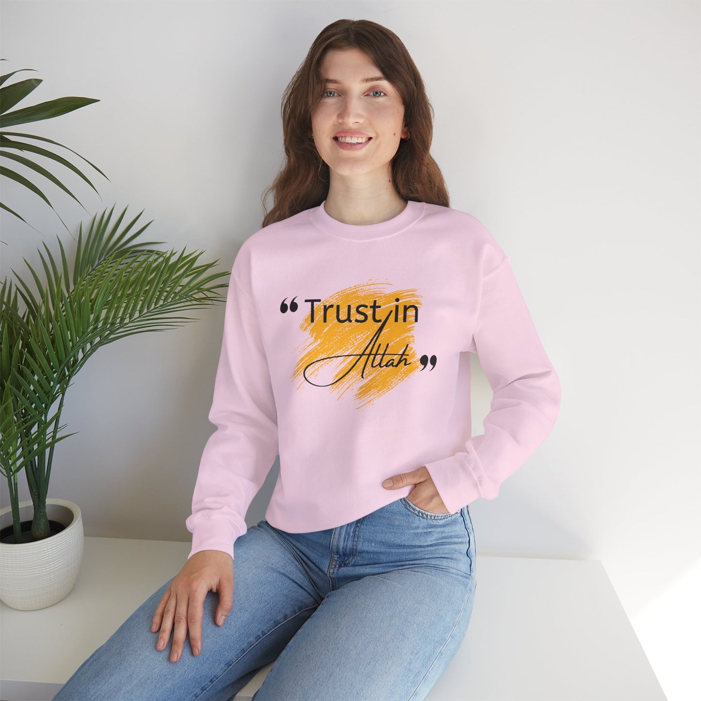 Trust in Allah Graphic Tee Sweatshirt - Trust in Allah Typography Islamic Unisex Sweatshirt