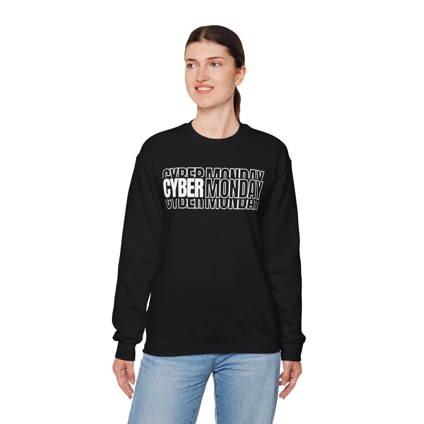 Cyber Monday Shadow Typography Sweatshirt - 3D Graphic Crewneck