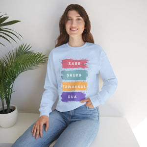 Sabr Shukr Tawakkul Dua Typographic Sweatshirt - Colorful Cozy Soft Cotton Unisex Sweatshirt