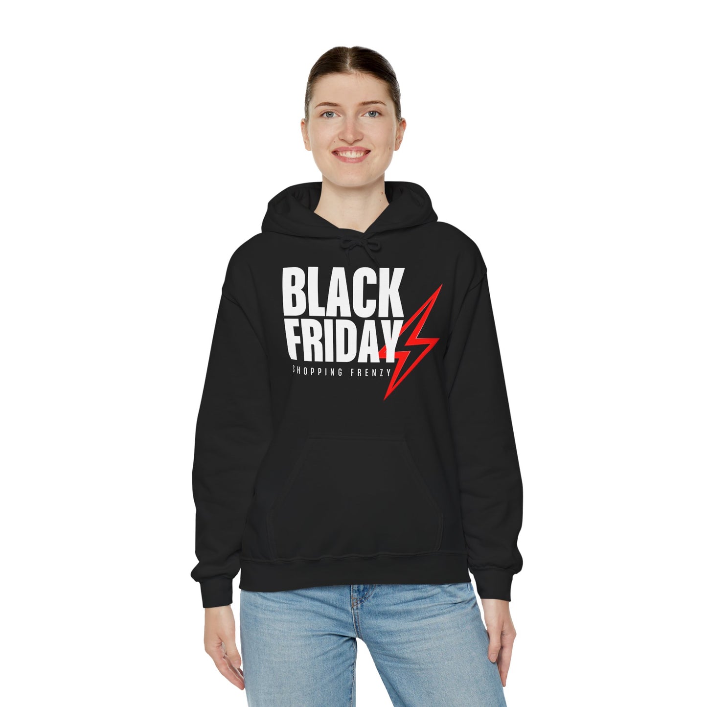 Black Friday Shopping Frenzy Hoodie - Lightning Graphic Fleece