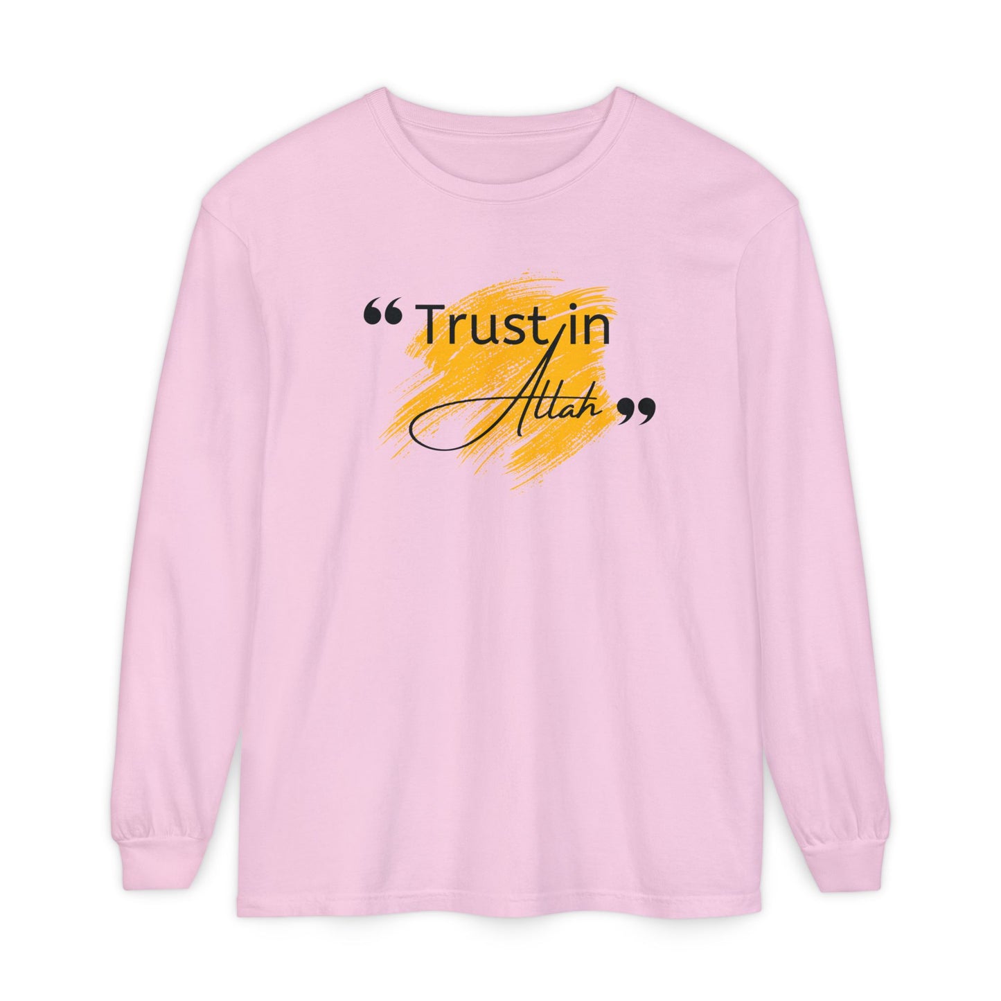 Trust in Allah Graphic Tee Long-Sleeve T-Shirt - Trust in Allah Typography Islamic Unisex Long-Sleeve Tee