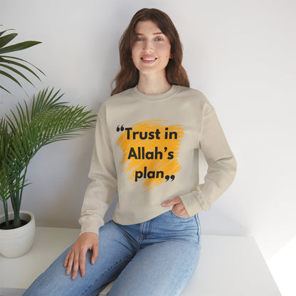 Trust in Allah's Plan Typographic Sweatshirt - Note Cozy Soft Cotton Unisex Sweatshirt