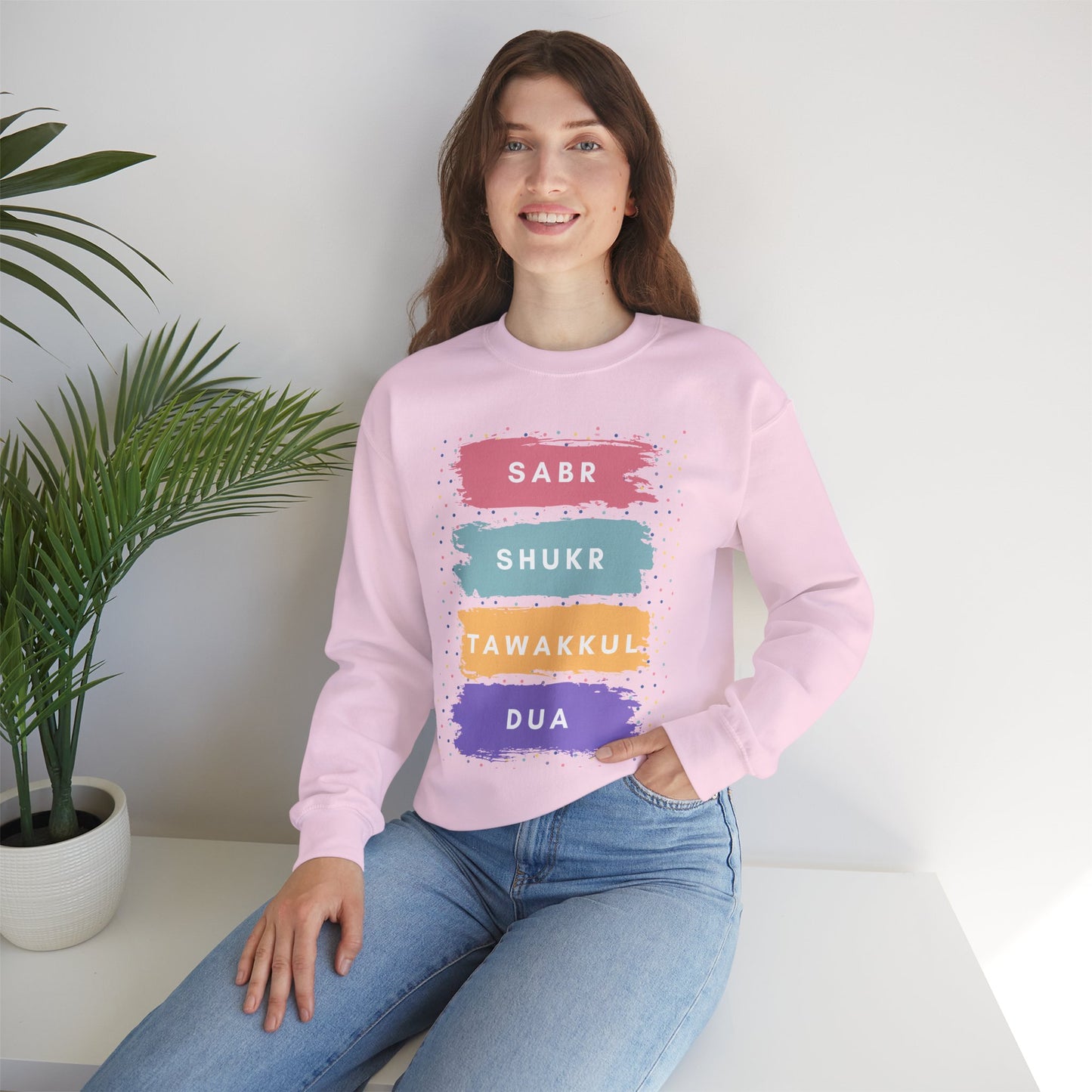 Sabr Shukr Tawakkul Dua Typographic Sweatshirt - Colorful Cozy Soft Cotton Unisex Sweatshirt