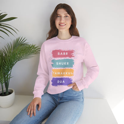 Sabr Shukr Tawakkul Dua Typographic Sweatshirt - Colorful Cozy Soft Cotton Unisex Sweatshirt