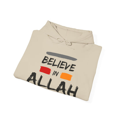 Believe in Allah Typographic Hoodie - Cozy Soft Cotton Unisex Statement Hoodie