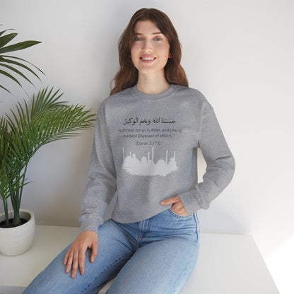 Sufficient for us is Allah, and [He is] the best Disposer of affairs Sweatshirt - Arabic Calligraphy Islamic Unisex Sweatshirt