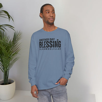 Another Day Another Blessing Alhamdulillah Graphic Long-Sleeve T-Shirt - Alhamdulillah Typography Islamic Unisex Tee