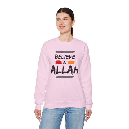 Believe in Allah Typographic Sweatshirt - Cozy Soft Cotton Unisex Statement Sweatshirt