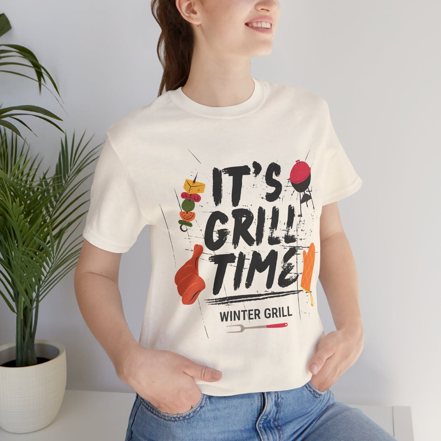 Winter Grill Typography Tee T-Shirt - Cozy Soft Cotton Unisex BBQ Graphic Tee