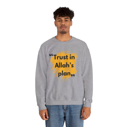 Trust in Allah's Plan Typographic Sweatshirt - Note Cozy Soft Cotton Unisex Sweatshirt