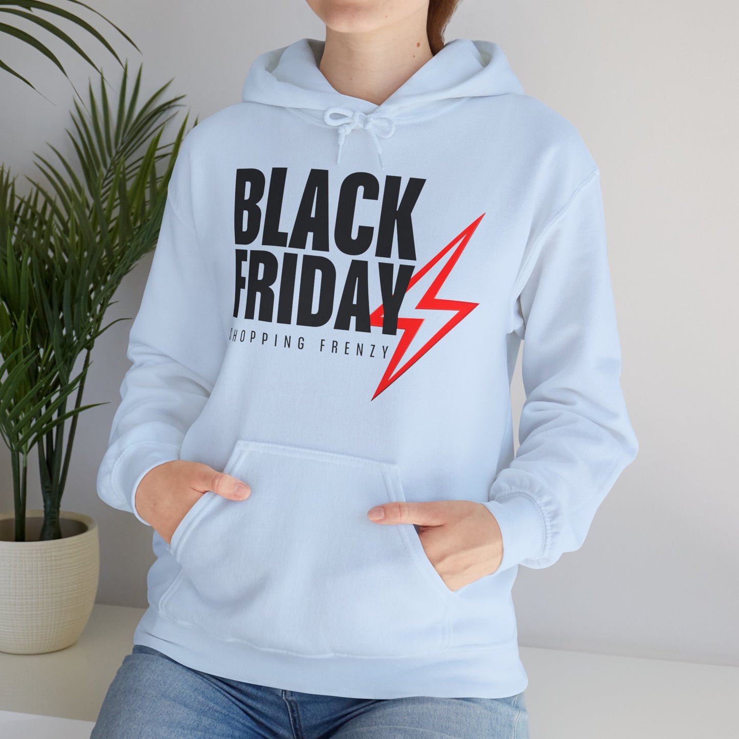 Black Friday Shopping Frenzy Hoodie - Lightning Graphic Fleece