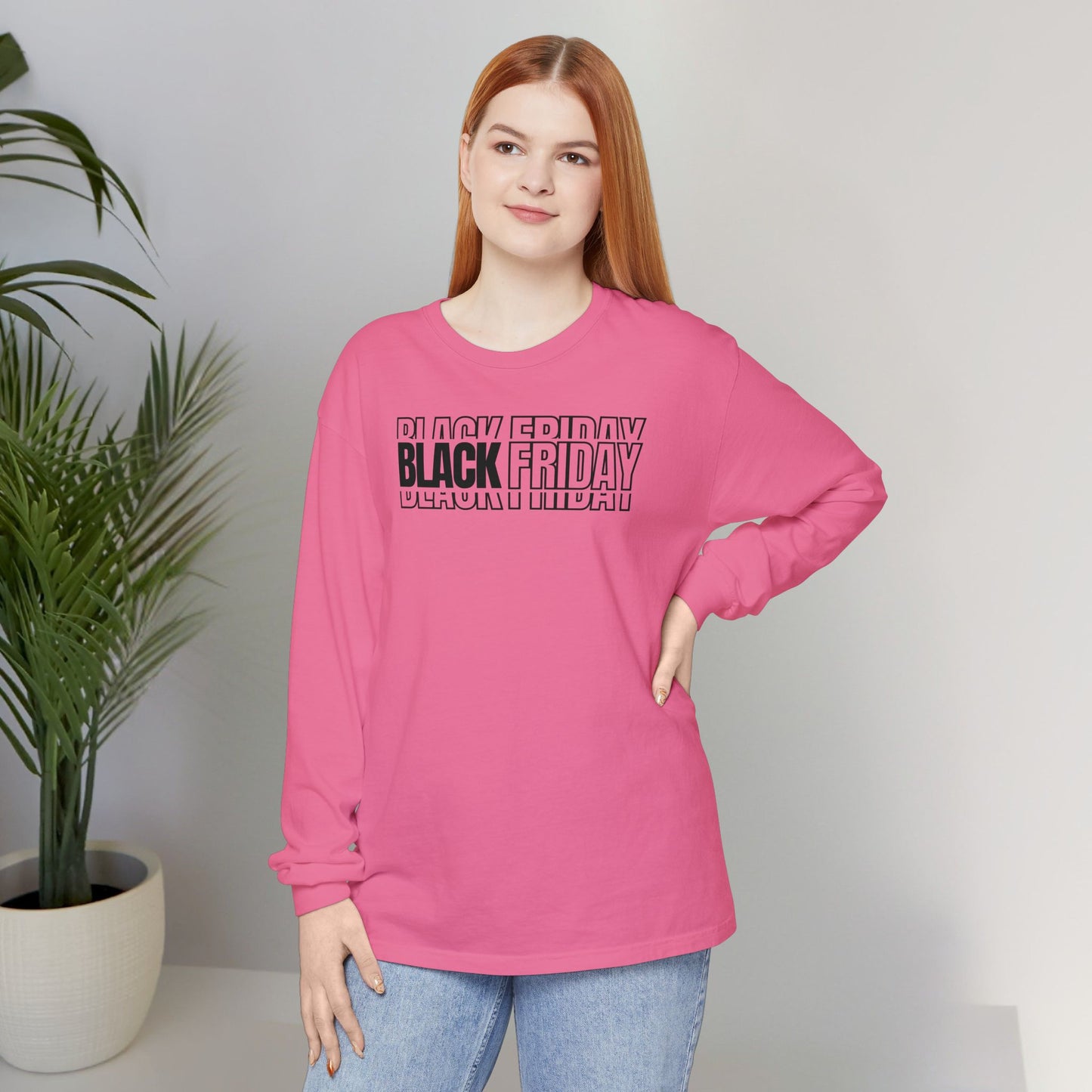 Black Friday Shadow Typography Long Sleeve - 3D Graphic Tee