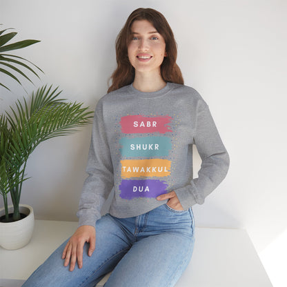 Sabr Shukr Tawakkul Dua Typographic Sweatshirt - Colorful Cozy Soft Cotton Unisex Sweatshirt