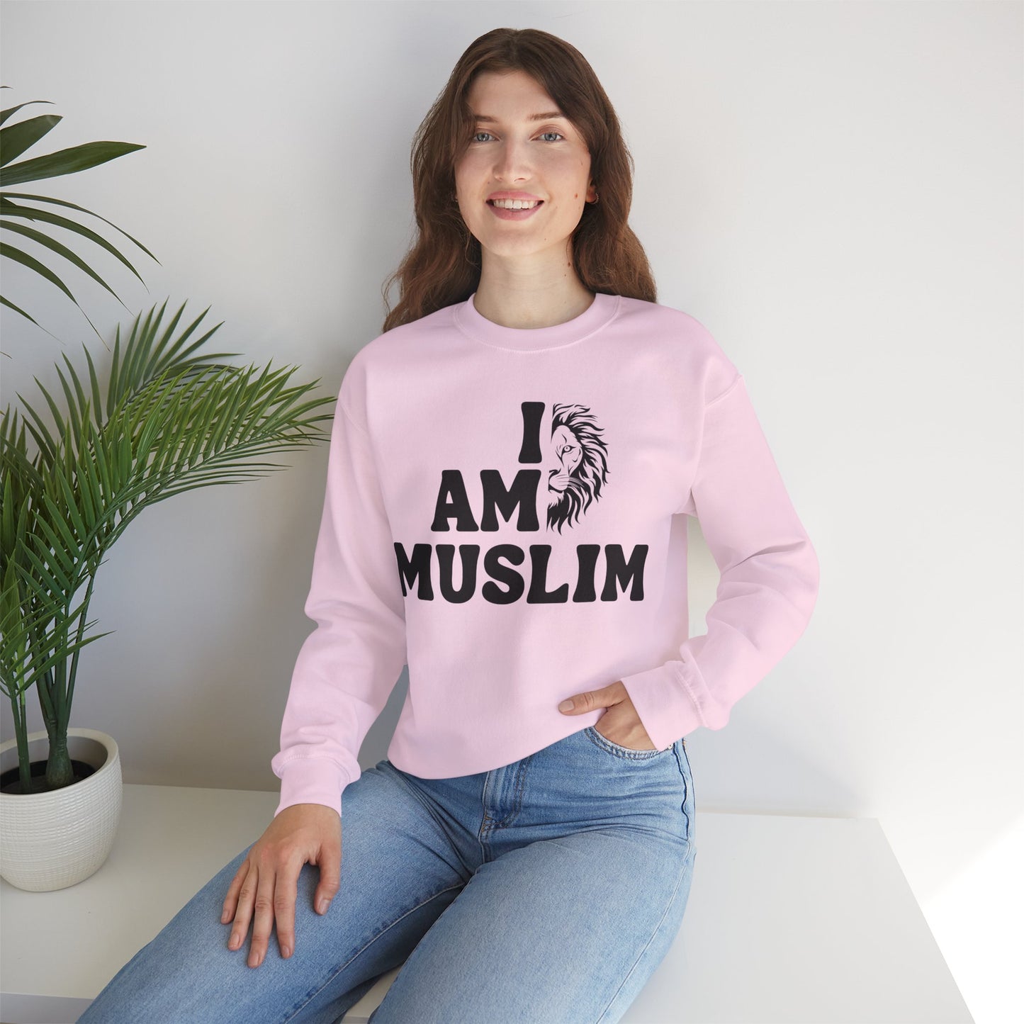 I Am Muslim Typographic Sweatshirt - Lion Cozy Soft Cotton Unisex Sweatshirt