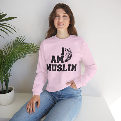 I Am Muslim Typographic Sweatshirt - Lion Cozy Soft Cotton Unisex Sweatshirt
