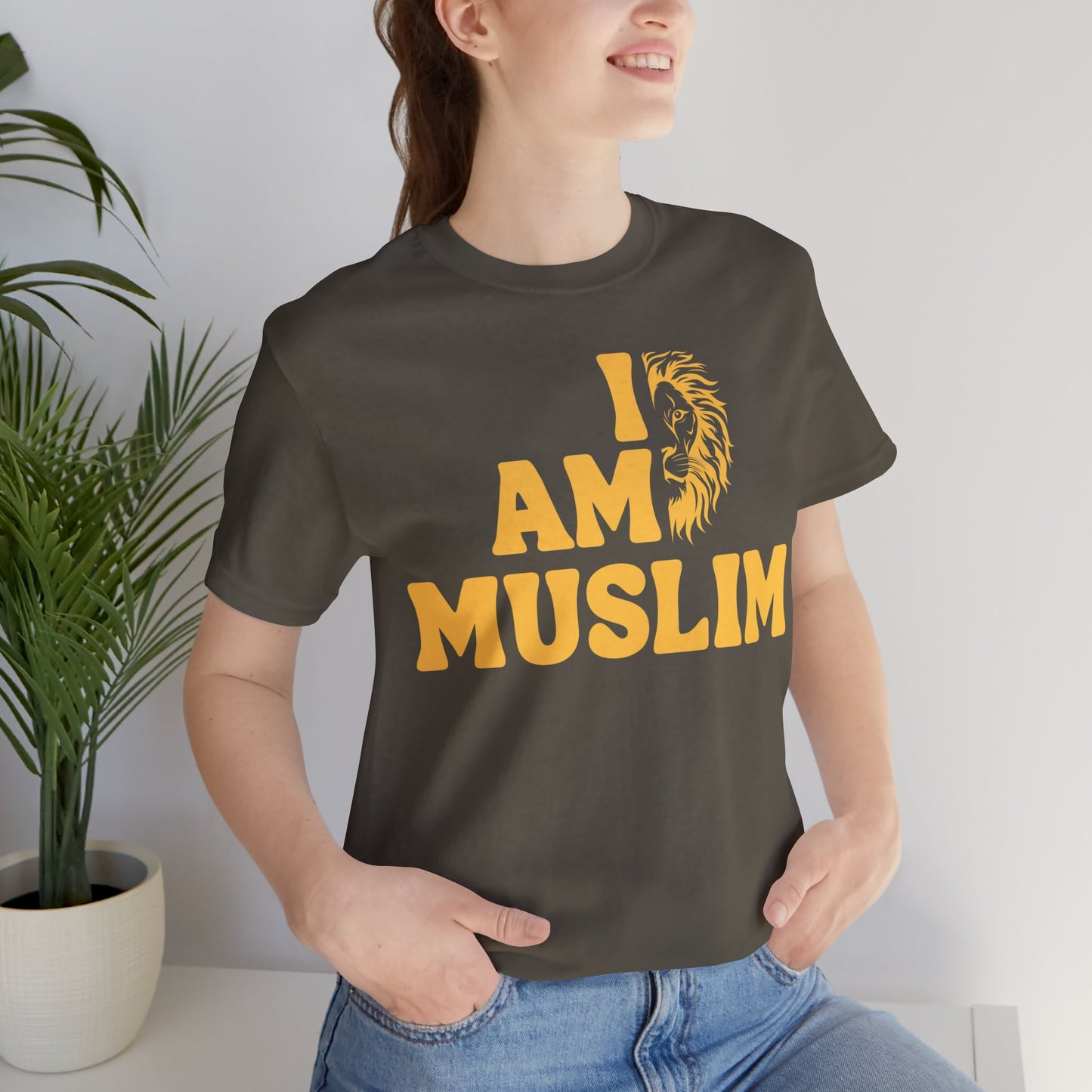 I Am Muslim Typographic Tee T-Shirt - Lion Cozy Soft Cotton Unisex Tee