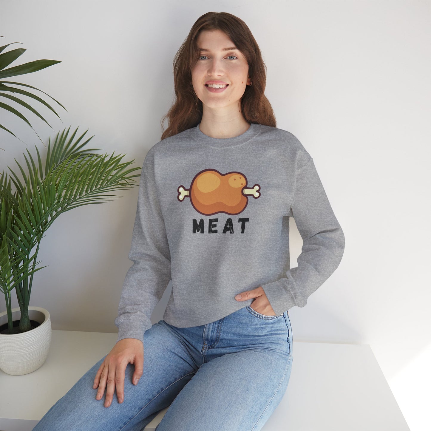 Cartoon MEAT Graphic Sweatshirt - Cozy Soft Cotton Unisex Graphic Sweatshirt