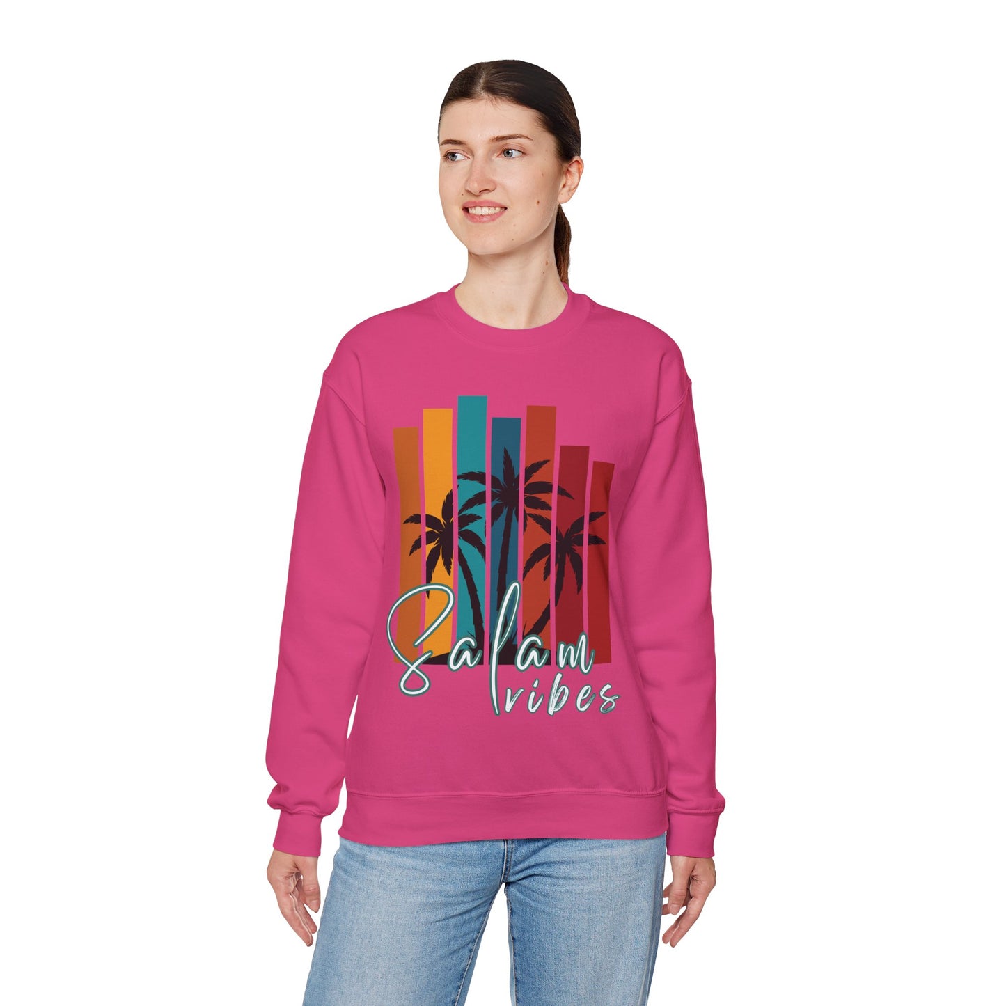 Salam Vibes Palm Tree Graphic Sweatshirt - Cozy Soft Cotton Graphic Unisex Sweatshirt