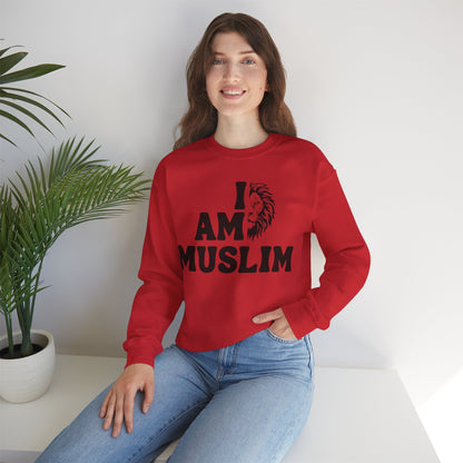 I Am Muslim Typographic Sweatshirt - Lion Cozy Soft Cotton Unisex Sweatshirt