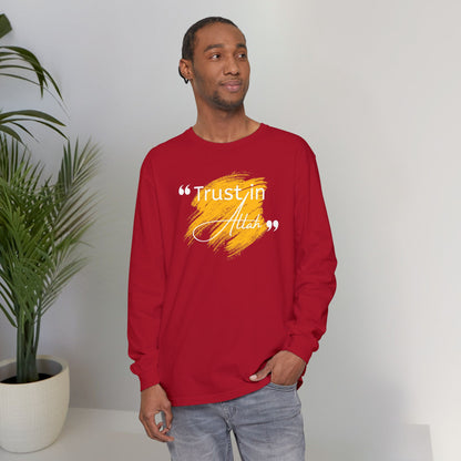 Trust in Allah Graphic Tee Long-Sleeve T-Shirt - Trust in Allah Typography Islamic Unisex Long-Sleeve Tee