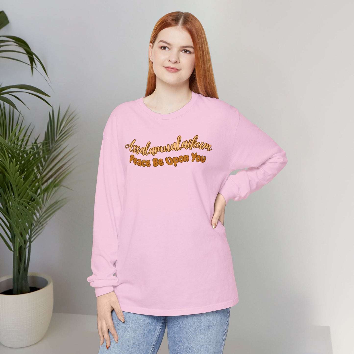 Assalamualaikum Peace Be Upon You Graphic Long-Sleeve Tee T-Shirt - Cozy Salam Typography Unisex Long-Sleeve Tee