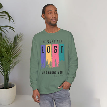 He Found You lost And Guide You Graphic Long-Sleeve Tee T-Shirt - He Found You lost And Guide You Typography Islamic Unisex Long-Sleeve Tee